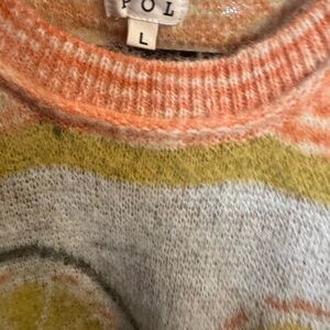 POL citrus Women's Sweater in Orange, Yellow, and Cream